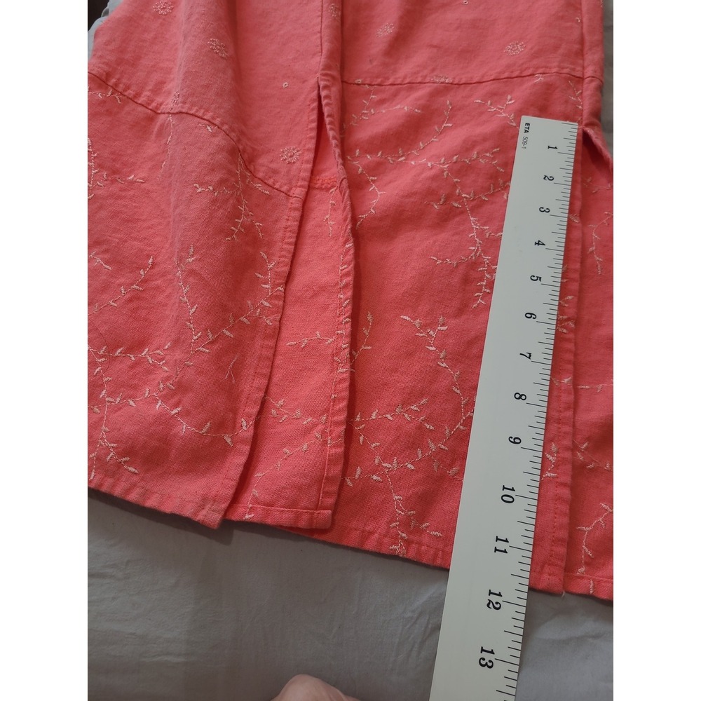 Denim & Co. Coral Linen Blend Embroidery Midi Dress Modest Women SZ M casual - Picture 11 of 12